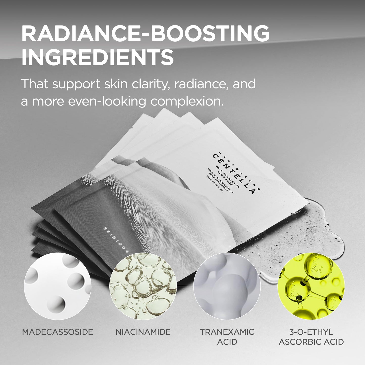 SKIN1004 Tone Balancing Mask, Face Mask Skincare for Uneven Skin Tone, Facial Sheet Mask for Radiant Skin Glow, Hydrating Face Mask with Madagascar Centella, Korean Skin Care, 0.84 fl oz / 25ml * 5ea