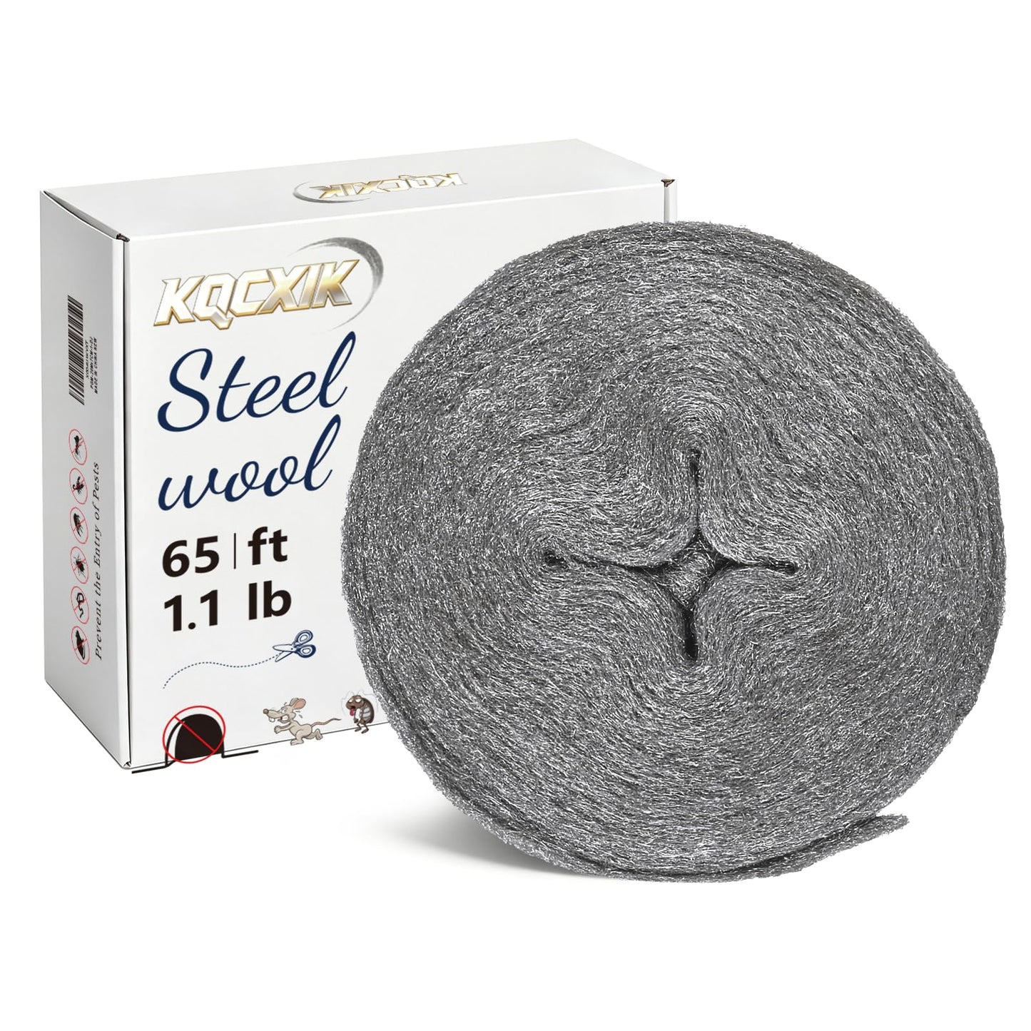 Steel Wool Mice Control, 65FT(1.1LB)#1 Steel Wool, Keep Mouse Away from Holes, Barrier and Gap Filler for Home, Wall, Garden, Kitchen, Pipeline in Garage, Coarse