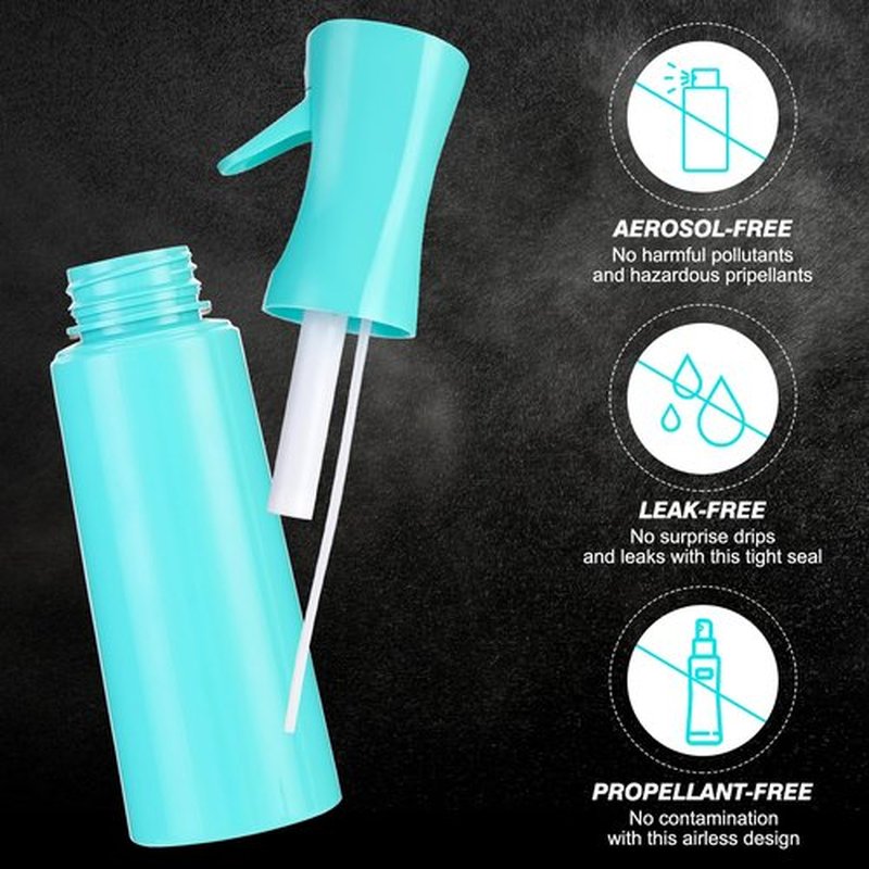 Continuous Spray Bottle for Hair (10.1oz/300ml) 2 Pack Mister Spray Bottles for Cleaning Empty Ultra Fine Water Mist Sprayer for Hairstyling Plant Garden Curly Hair Etc (Cyan)