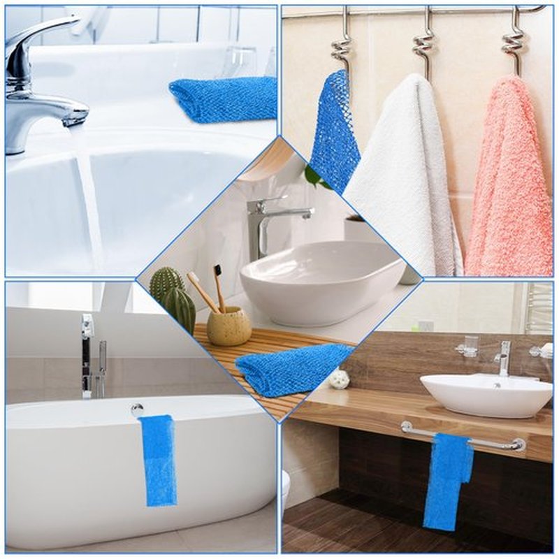 Geiserailie African Long Bathing Net Sponge Long Net Shower Body Scrubber Back Scrubber Skin Smoother Net Bathing Sponge for Daily Use or Stocking Stuffer(Light Blue)