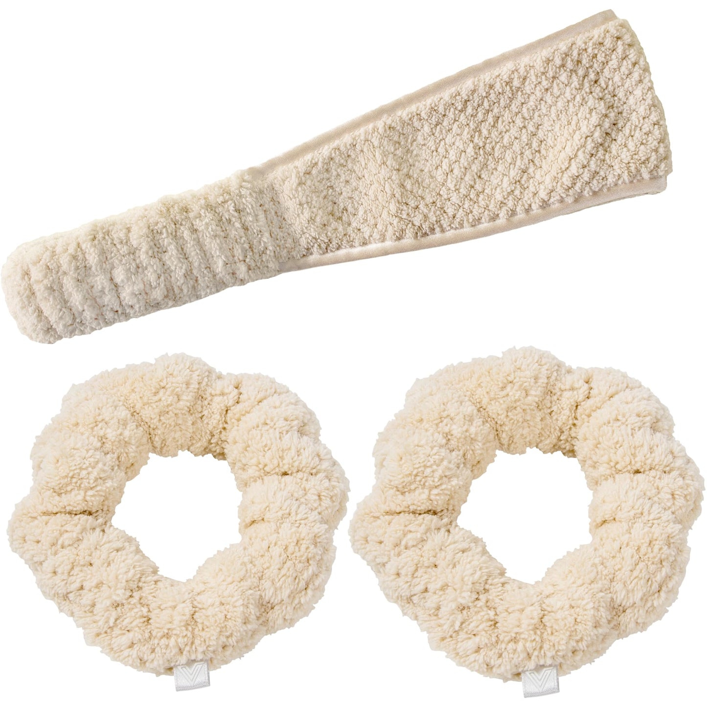 VOLO Spa Headband & Wristbands - Makeup Hair Holder, Stops Water Drips - Bundle