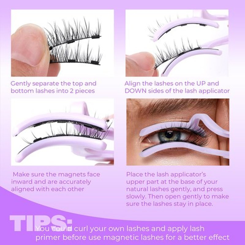 JIMIRE Manga Magnetic Eyelashes Natural Look Soft Magnetic Half Lashes Reusable Comfortable Magnetic Half Eyelashes with Applicator No Glue No Eyeliner Needed 1 Pair Pack