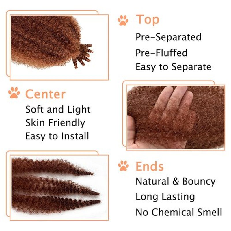 24Inch Marley Twist Braiding Hair, Pre-Separated Springy Afro Twist Hair Kinky Twist Crochet Hair Braids for Distressed Soft Locs Spring Twist Hair for Women (350#, 24 Inch(Pack of 8))