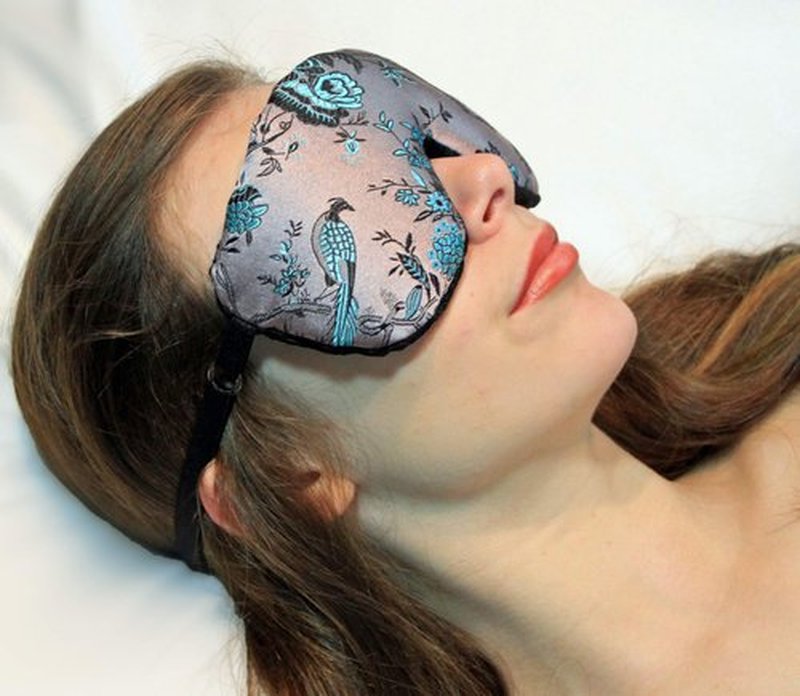 Candi Andi Handmade Opulence Yoga Eye Mask Pillow - Weighted Flaxseed Fill, Unscented, Satin & Velvet, Adjustable Strap - Ideal for Meditation & Restful Sleep -Birds in Paradise - TEMF-BP