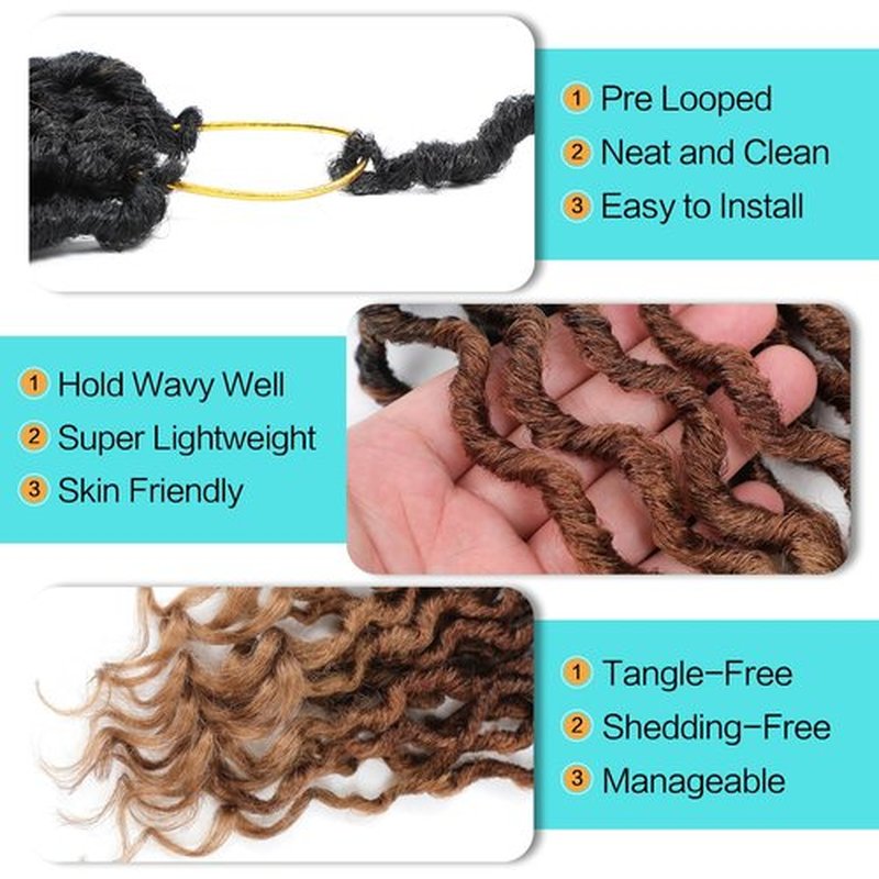 Karida Goddess Locs Crochet Hair 12 Inch, Short Faux Locs Crochet Hair 8 Packs, Crochet Goddess Locs With Curly Ends Crochet Hair for Black Women Pre Looped (12 Inch (Pack of 8), 1B/30/27#)