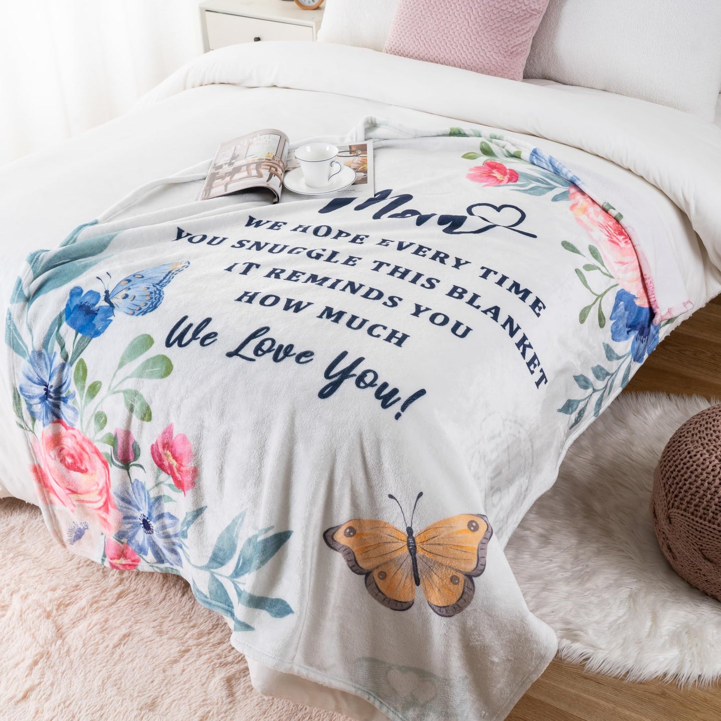 Battilo Mom Blanket, to My Mom Gifts Blankets, Mother Day Blankets Gifts from Daughter Son, Super Soft Flannel Throw Blanket for Bed Couch Mom Day Birthday Gifts(50 x 60 in)