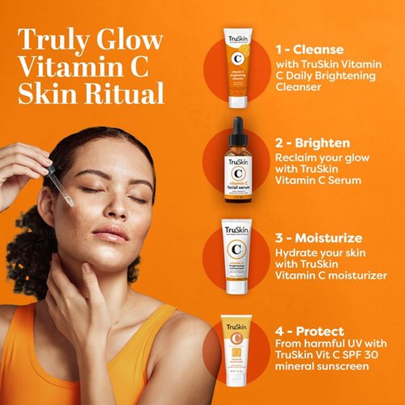 TruSkin Vitamin C Serum – Anti Aging Facial Serum with Vitamin C, Hyaluronic Acid, Vitamin E & More – Brightening Serum for Dark Spots, Even Skin Tone, Eye Area, Fine Lines & Wrinkles, 1 Fl Oz