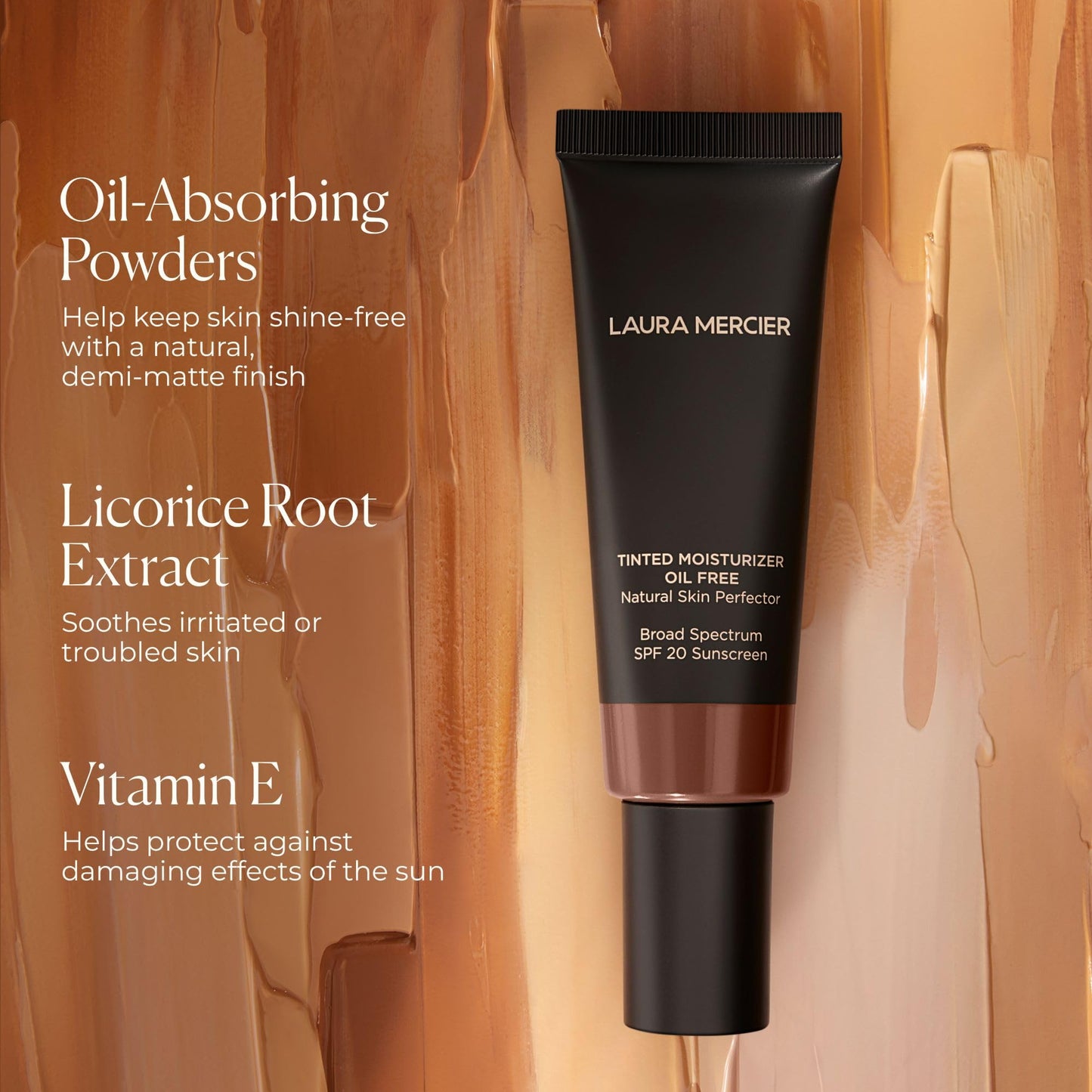Laura Mercier Tinted Moisturizer Oil Free Natural Skin Perfector with SPF 20: All Day Shine Control, Sheer Coverage, Blurred Matte Finish, For Oily Skin, Skin Tint, Almond