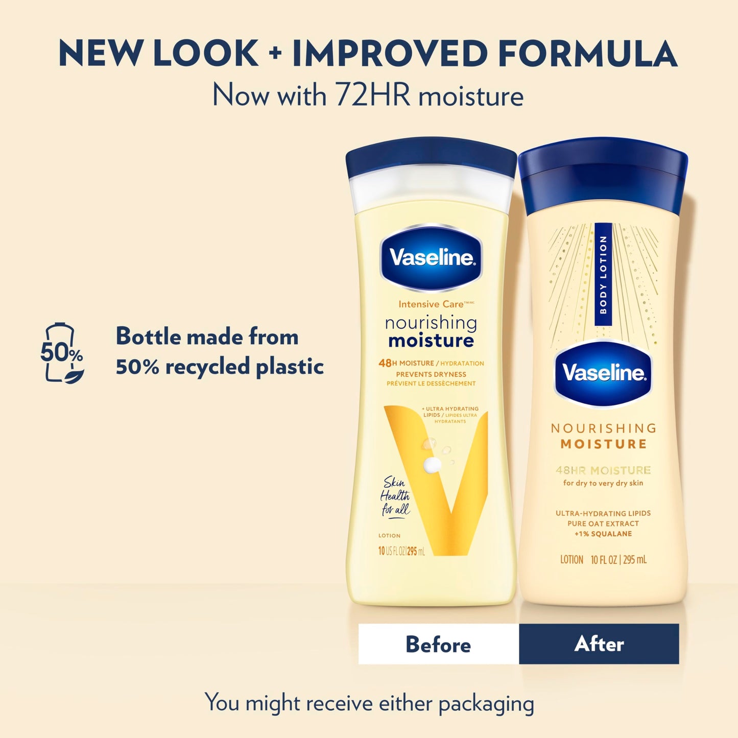 Vaseline Intensive Care Nourishing Moisture Body Lotion for Dry Skin, Lotion Made with Ultra-Hydrating Lipids + Pure Oat Extract for Nourished, Healthy-Looking Skin 10 oz