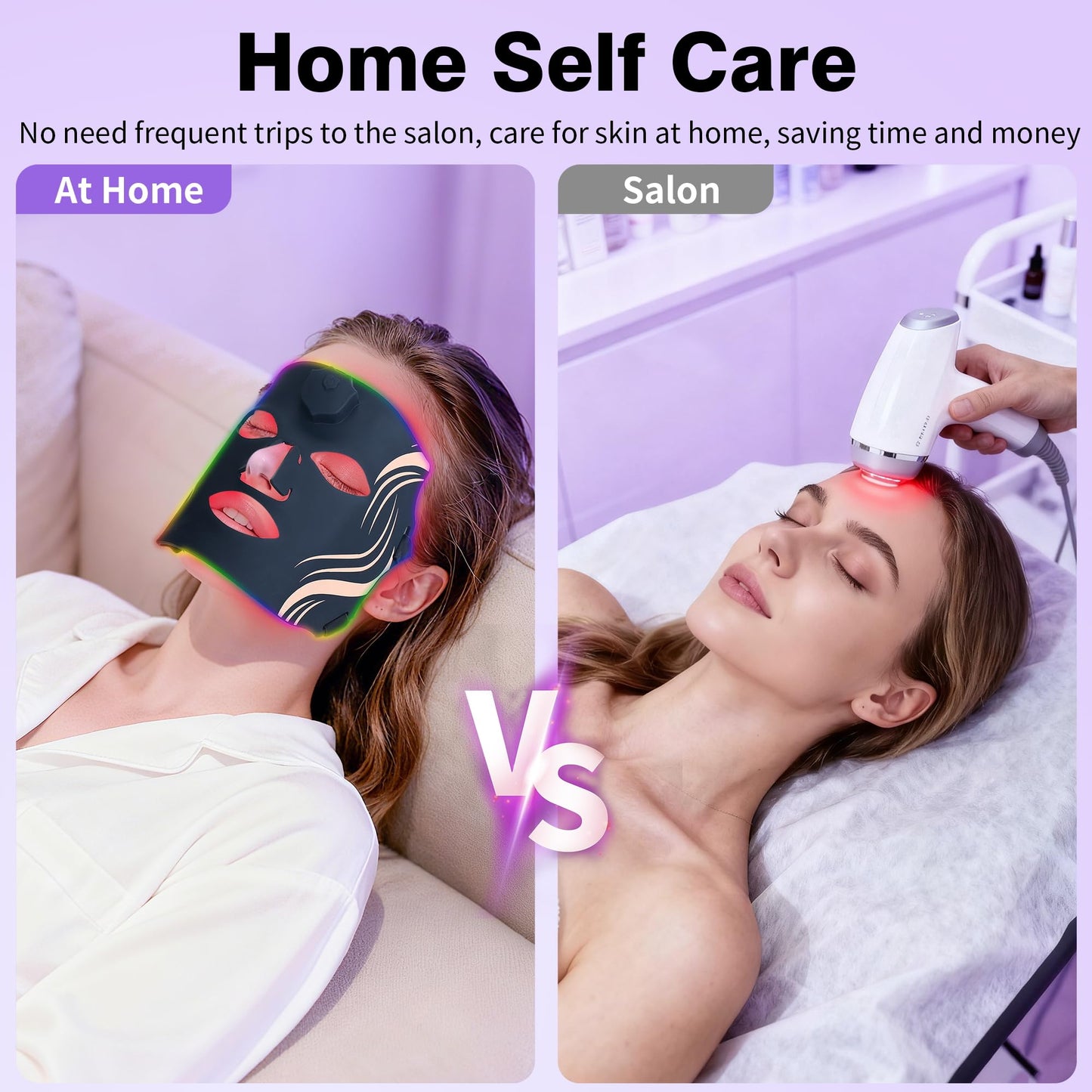 Red Light Therapy Mask for Face: Vyaime Rechargeable LED Face Mask At Home with 7 Colors 7 Modes, Wireless Infrared Facial Skin Care Device - Black