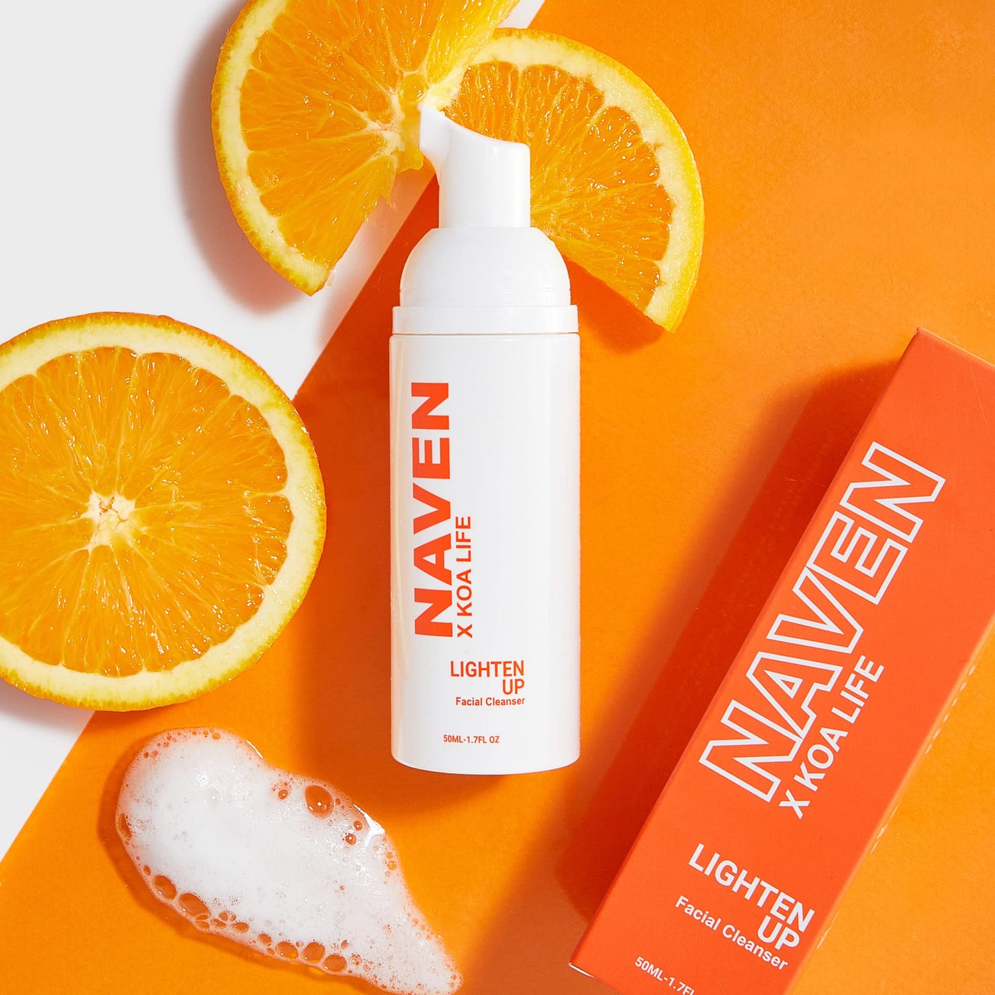 KOA LIFE X NAVEN Lighten Up - Anti-Blemish Facial Foam Cleanser, Purifies Skin, Vitamin C, Organic, Natural Ingredients - 1.7 Fl Oz