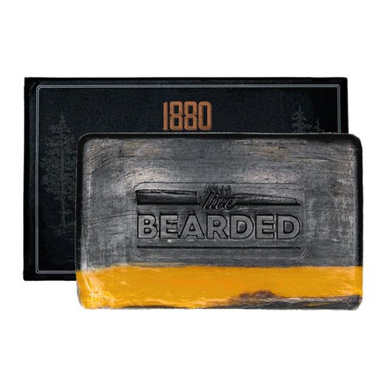 Live Bearded: All-Natural Bar Soap For Men, 3-Pack of 5 oz. Bars, Made in the USA, Exfoliates, Moisturizes - Bamboo Charcoal, Pumice, Coconut, Avocado, and Argan Oils - 1880 Scent
