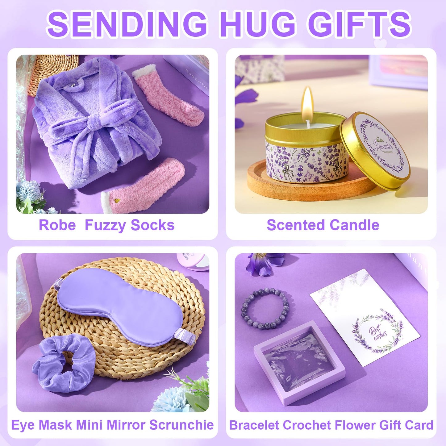 Sieral 12 Pcs Birthday Gifts for Women Spa Basket Set for Women Mother's Day Gifts Flannel Bathrobe Tumbler Scented Candle Makeup Bag Eye Mask Mirror Bracelet for Mom, Nurse, Wife, Girlfriend
