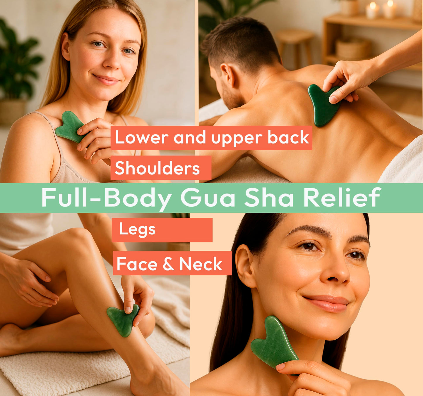 DoSensePro Real Jade Gua Sha Facial Tool, Heart-Shaped Stone, Gift-Boxed