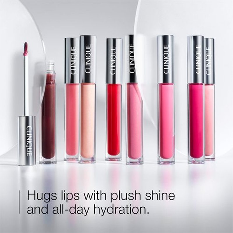 Clinique Pop Plush Creamy Lip Gloss With Hyaluronic Acid + Blend of Aloe Butter, Avocado Butter + Shea Butter | Hydrating + High Shine, Chiffon Pop, 0.11 Fl Oz