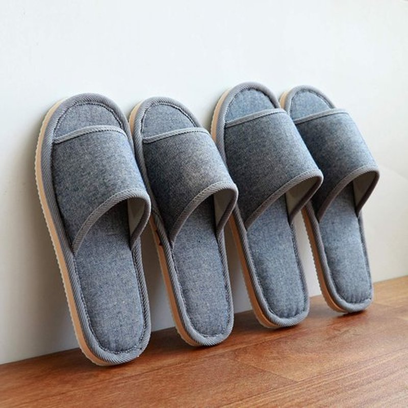 6 Pair of Open Toe Breathable Slippers,Solid Color Casual Slippers,Spa Slippers for Guests, Hotel, Travel, Unisex Universal Size Washable (6 gray large size)