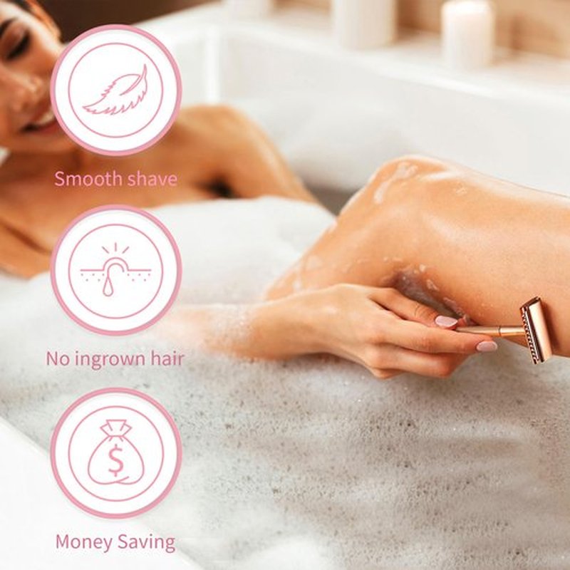 Bambaw Double Edge Safety Razor for Women with 5 Safety Razor Blades, Single Blade Razor for Women, Plastic Free Eco Razor, Reusable Razors for Women - Pink