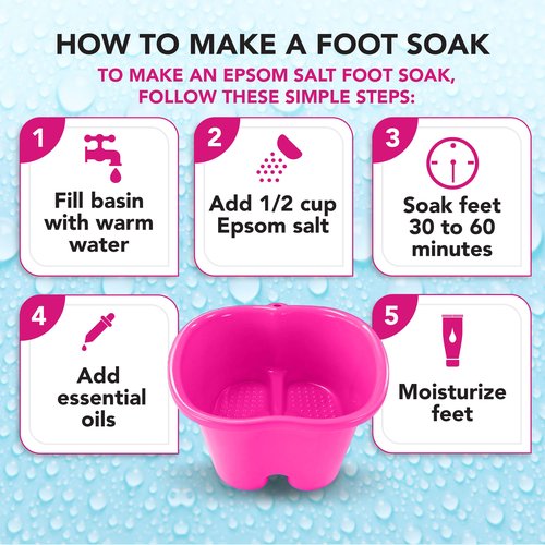 Mantello Foot Tub- Extra Large Foot Soaking Tub - Foot Basin - Home Foot Basin for Soaking Feet (Hot Pink)