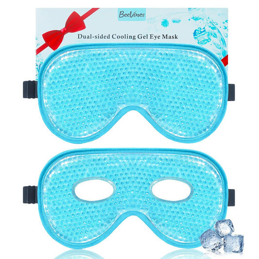 Cooling Eye Mask - 2 Pack XL Jumbo Freezer Gel Masks for Puffy Eyes | Cold & Warm Compress (Blue)
