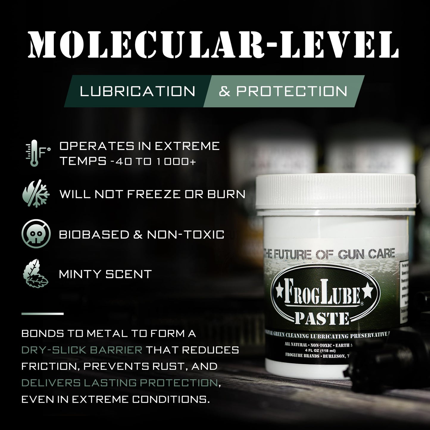 FrogLube Paste - Gun Grease - Gun Lubricant - Metal Absorbing Gun Oil Lubricating Paste - Non-Toxic Gun Lube - Owned & Developed by Retired Navy Seal (4oz)