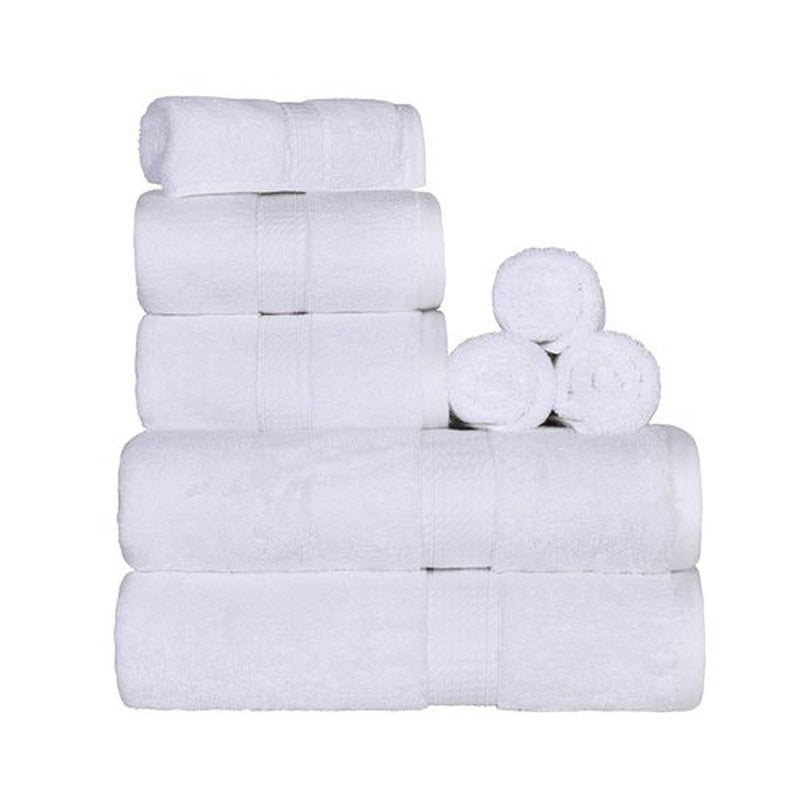 Superior Egyptian Cotton Pile 8 Piece Towel Set, Includes 2 Bath, 2 Hand, 4 Face Towels/Washcloths, Ultra Soft Luxury Towels, Thick Plush Essentials, Guest Bath, Spa, Hotel Bathroom, White