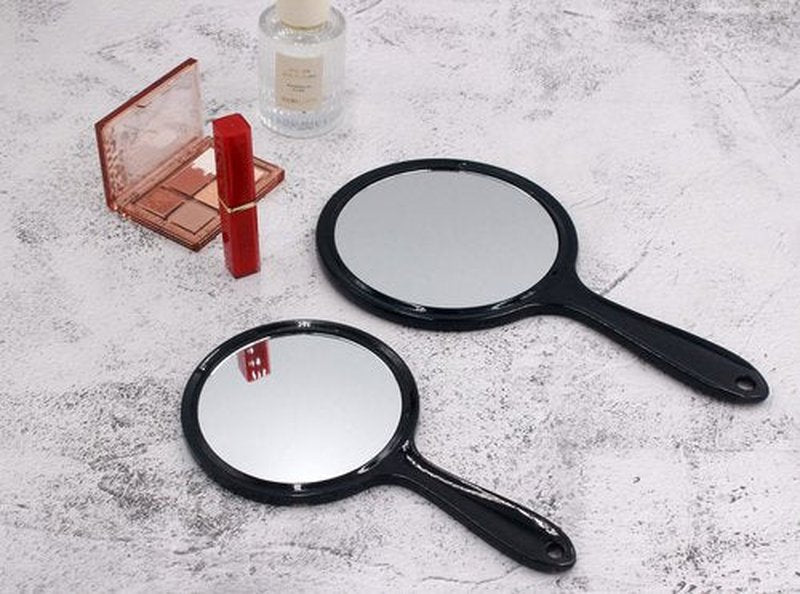 OIGUMR Large Double-Sided Handheld Mirror 1X/2X Hand Mirror Cute Hand Mirror 5.8 x 10.6 inch Black