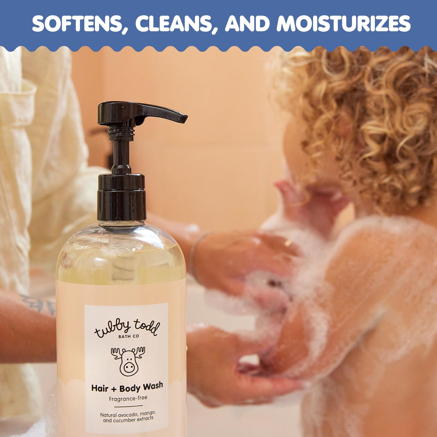 TUBBY TODD Hair + Body Wash - Baby Shampoo and Body Wash - Gentle, Natural Baby Was for Newborns, Babies, and Toddlers - Non-Toxic and Hypoallergenic - Fragrance-Free, 2 Pack, 8.5oz & 25oz