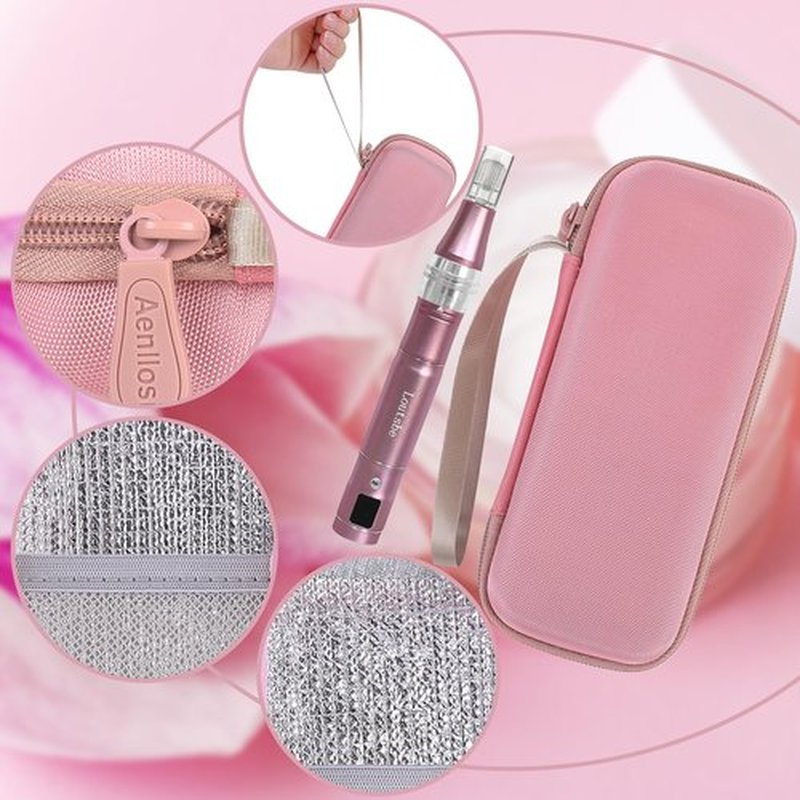 Aenllosi Hard Case Compatible with Professional Microneedling Pen and Replaceable Cartridges,Holder for Electric Wireless Derma Pen(Rose Pink,Case Only)