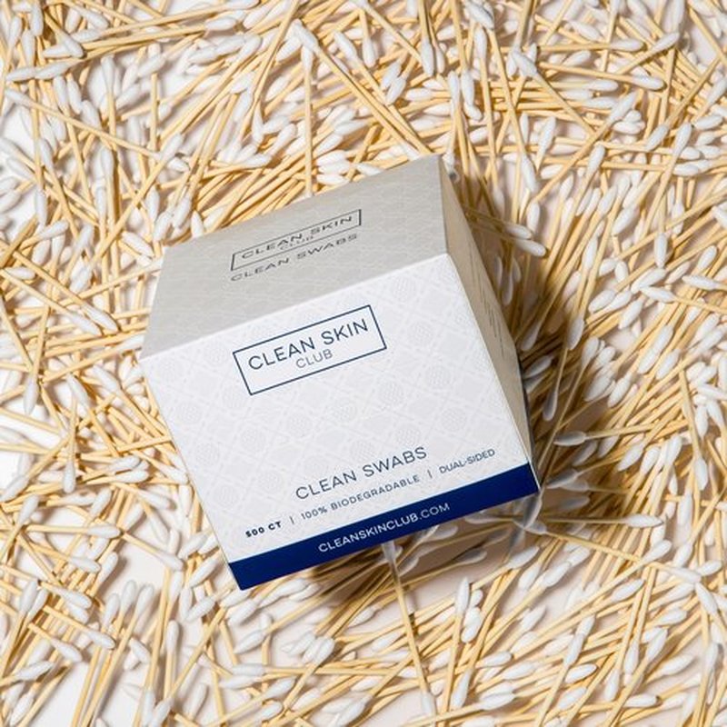Clean Skin Club Clean Swabs | 6 Pack Total 3000 Count | One Pointed Tip | Biodegradable + Organic Cotton & Bamboo | Makeup & Nail Polish Touch-ups | Chlorine-Free & Hypoallergenic