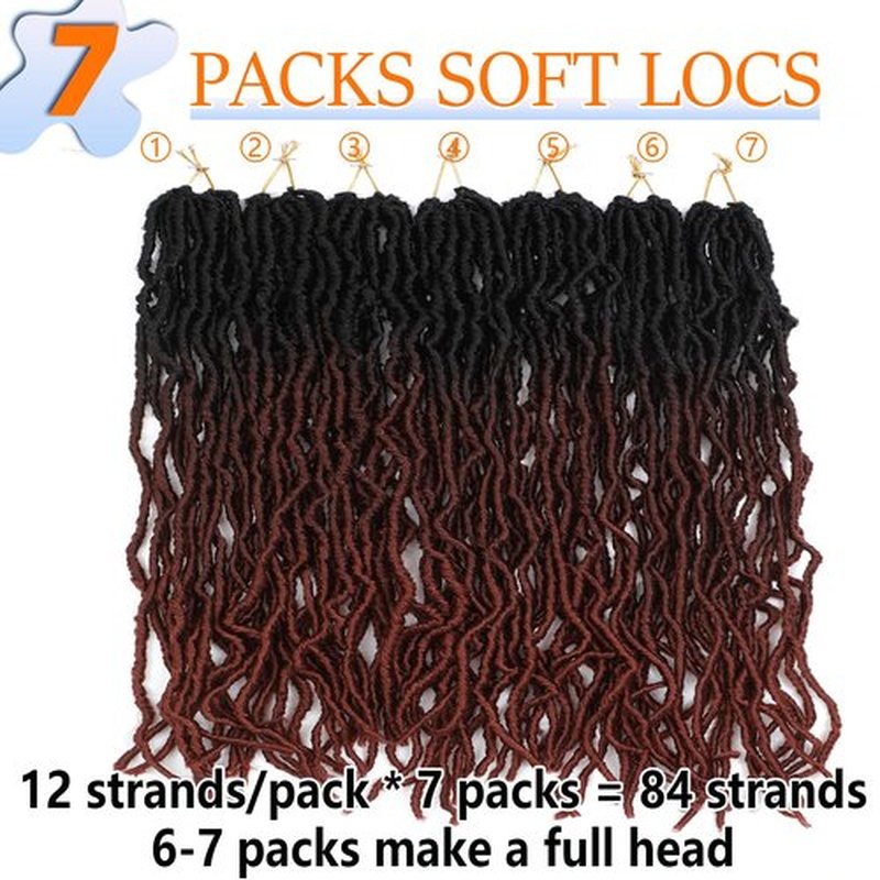 Ginger Faux Locs Crochet Hair with Dark Roots 22 Inch 7 Packs OT350 Soft Locs Crochet Hair for Black Women Pre Looped Crochet Locs Butterfly Loc Braid Hair(22inch,7packs,OT350)