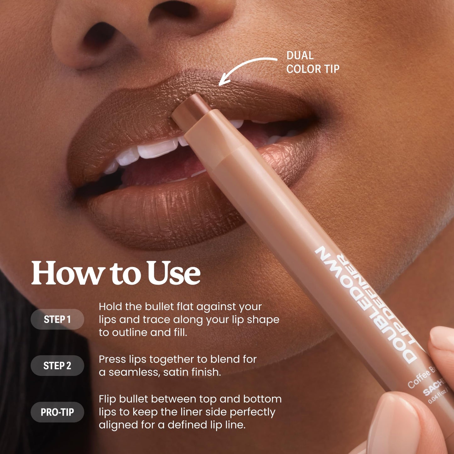 Sacheu DoubleDown Lip Definer, 2-in-1 Lip Liner & Balm — Hydrating Korean Makeup Lipstick with Pigmented, Buildable Color, Creamy Satin Finish, Avocado Oil, Rosehip Oil & Vitamin E (Rush Hour)