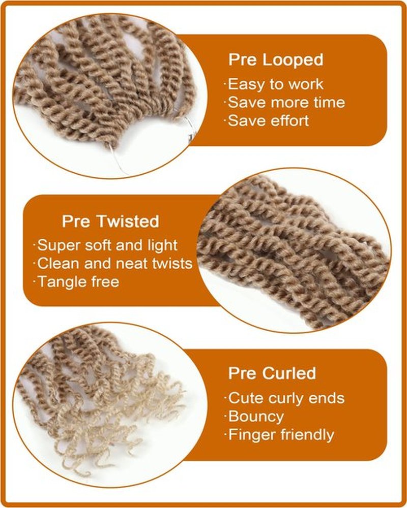 Blonde Crochet Hair for Black Women Wavy Senegalese Twist Crochet Hair 12 Inch Short Pre Looed Crochet Kinky Twists 8 Packs 2 Tone Crochet Braids with Curly Ends（12 Inch,27/613）