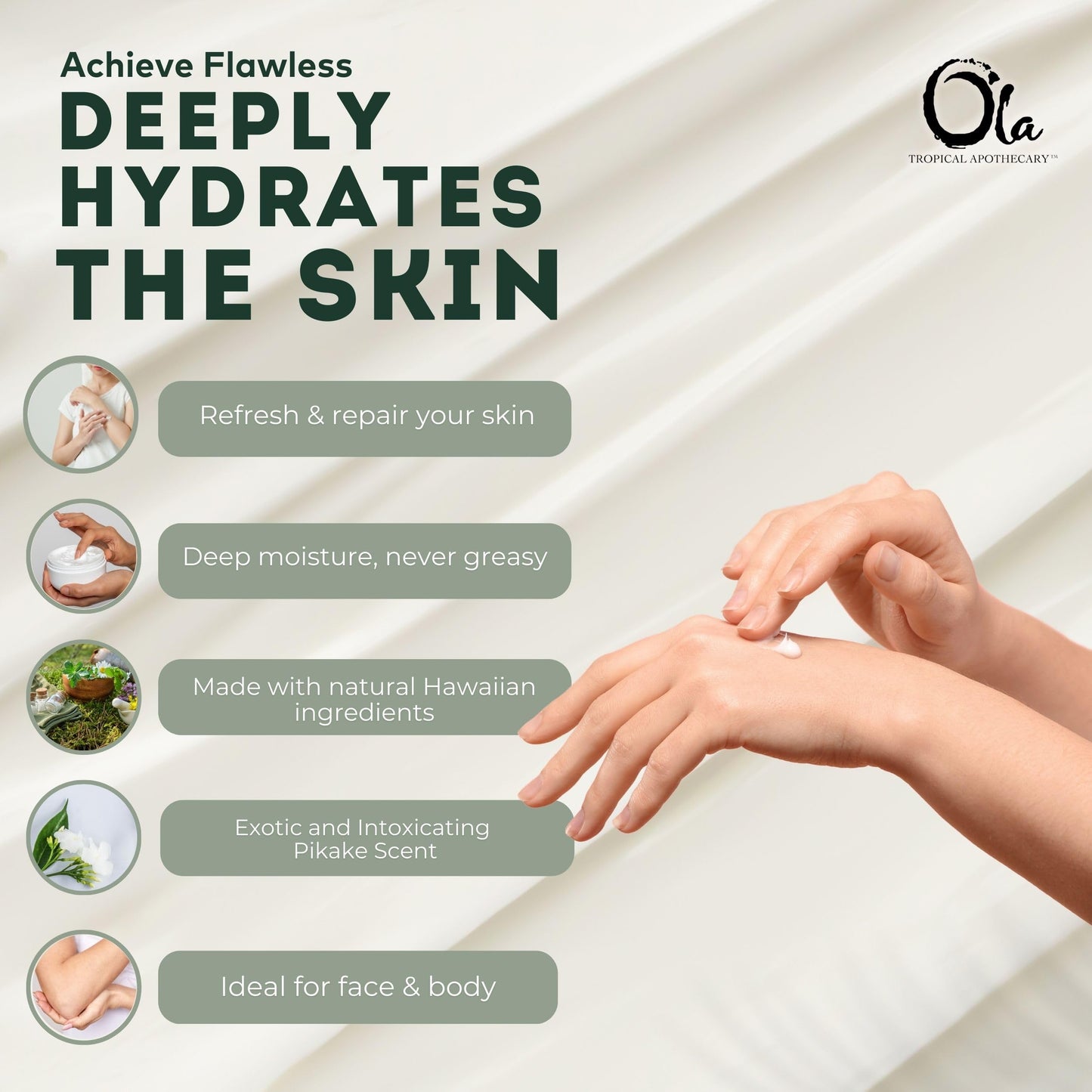 Tropical Apothecary Ola Pikake Body Lotion with Pure Tropical Oils and Plant Extracts - 8.45 Fl Oz