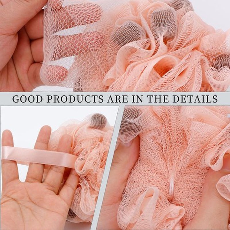 BCKENEY Bath Loofah Shower Sponge Body Back Scrubber Soft Mesh Shower Puffs Exfoliating Loofa for Women & Men Bath Accessories Cleaning Tool (4Pcs 60G Shower Puffs, Luxury)