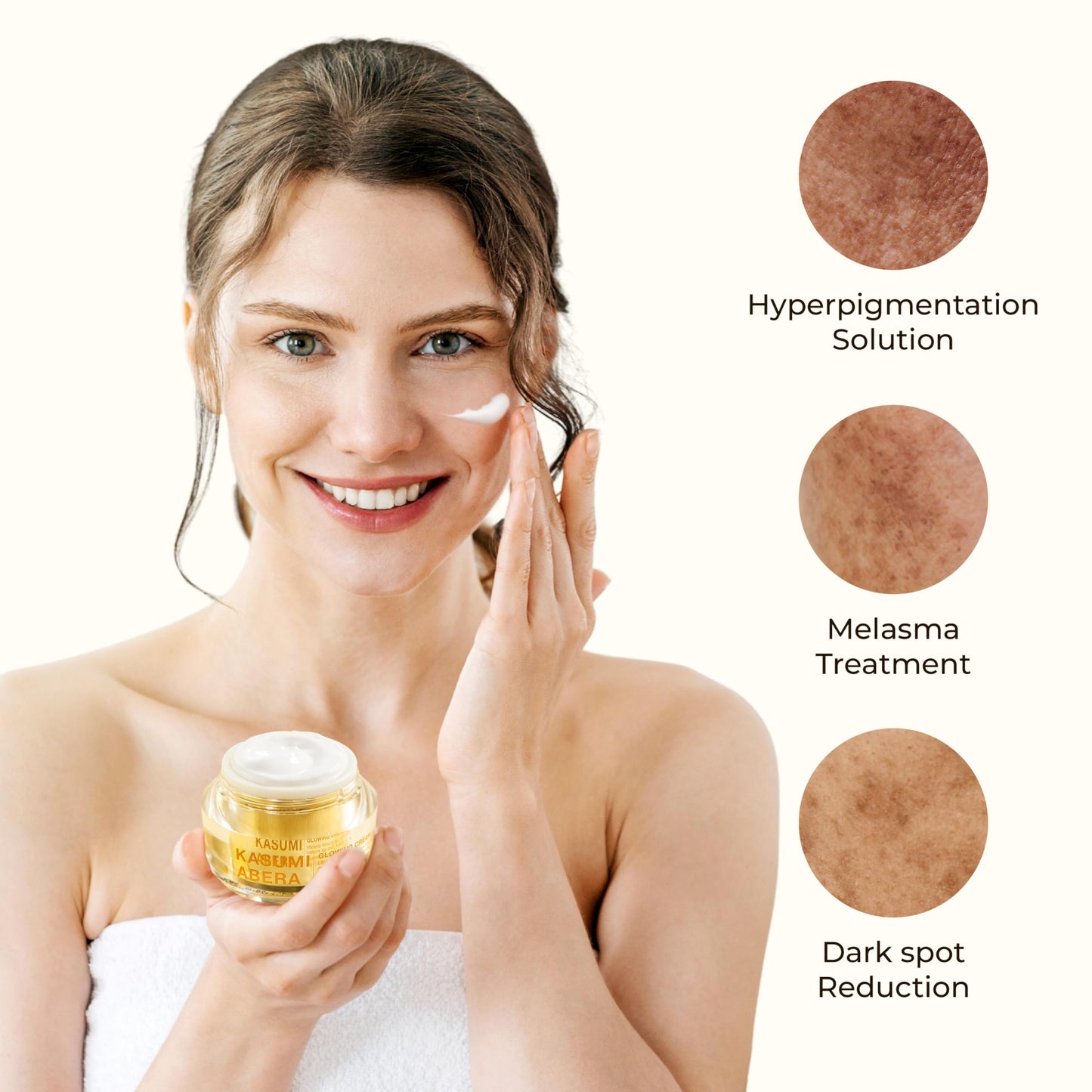 ABERA Kasumi Glowing Cream, Melasma Treatment with Niacinamide & HA, Dark Spot Remover For Face, Reduce Fine Lines, Wrinkles, Anti-aging, Red Ginseng Extract, Melasma Cream (0.7 Oz Per Item) (Set 5)