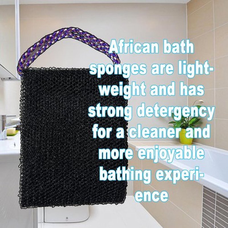 African Net Sponge Wash Cloths Shower Loofah Sponge Pack Body Exfoliator Luffa Loofa Back Scrubber for Shower Men (Black/1pack)