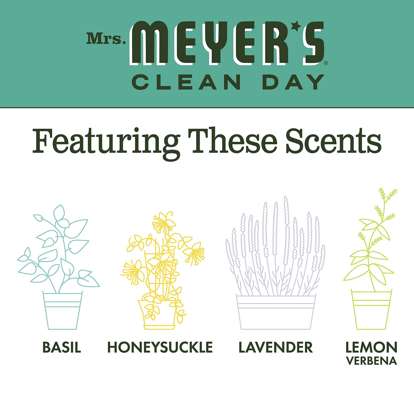 Mrs. Meyer's Hand Soap, Made with Essential Oils, Biodegradable Formula, Basil, 12.5 Fl. Oz