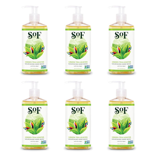 Nourishing Hand Wash - Vegan Moisturizing Sea Algae & Coconut Oil | 8 oz Bottle, 6 Pack