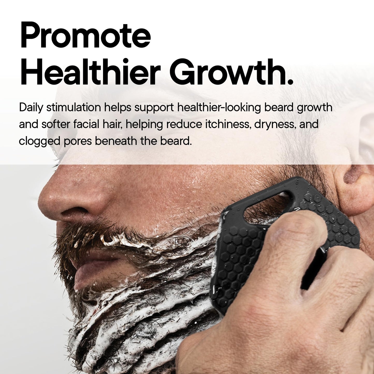 TOOLETRIES Premium Silicone Beard Scrubber & Hook for Men, Beard Brush & Exfoliator, Deep Cleans Facial Hair, Removes Beardruff & Oil Build-up. Helps Wash, Shampoo & Beard-Oil Performance - Charcoal