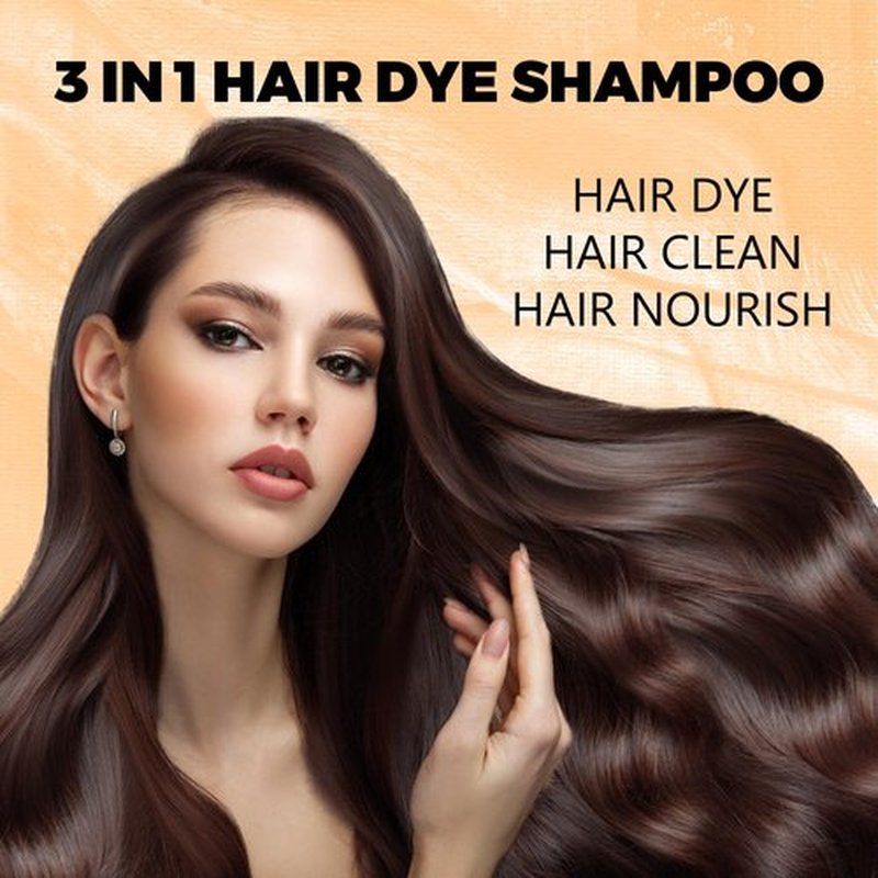 Dark Brown hair dye shampoo 3 in 1 Hair Color Shampoo for Gray Hair Instant (Dark Brown)