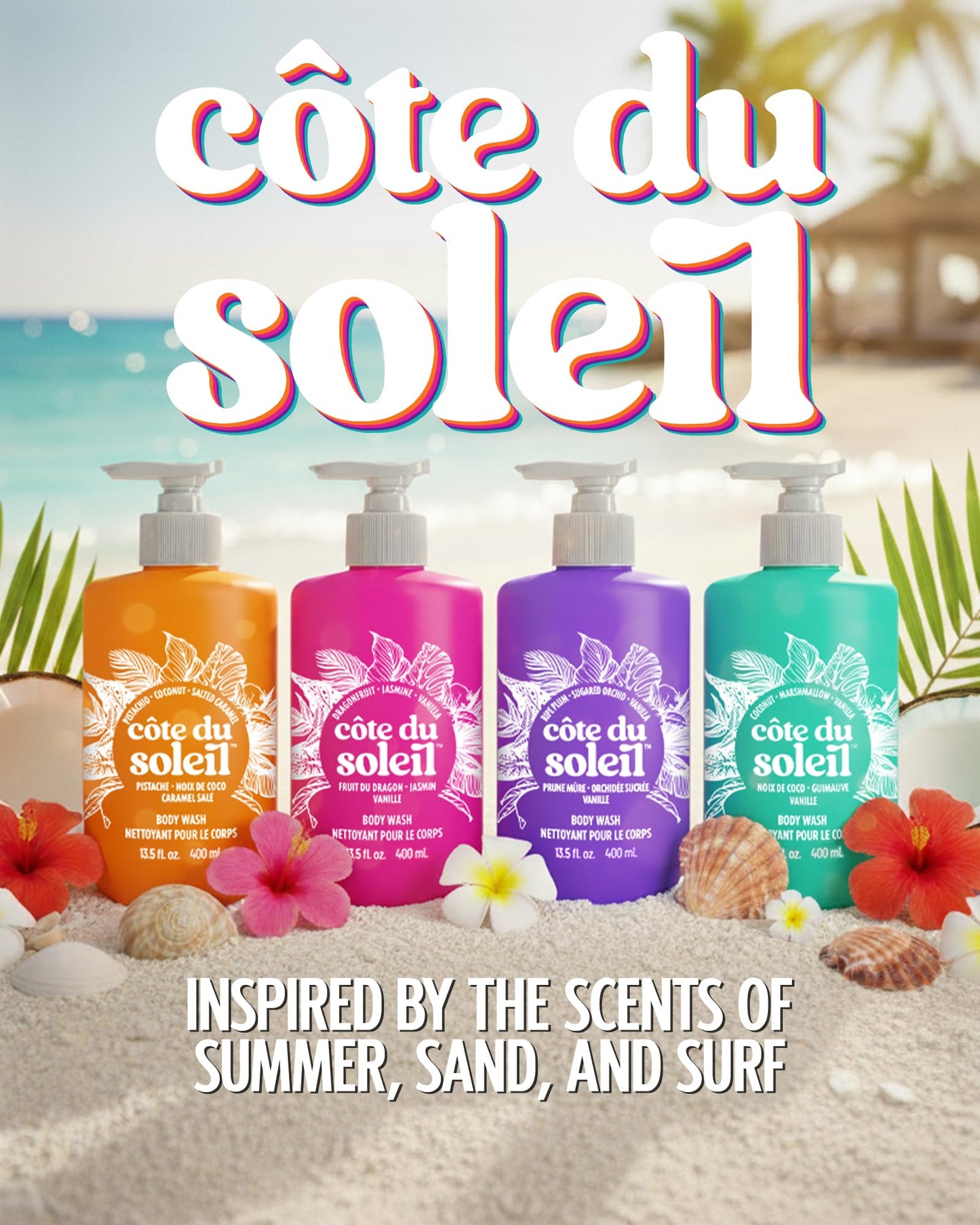 PB ParfumsBelcam Côte du Soleil Body Wash for Women – Warm Floral Woody Scent with Ripe Plum, Sugared Orchid & Vanilla – Moisturizing Shower Gel, Hydrating Body Wash for Daily Use, 13.5 fl oz