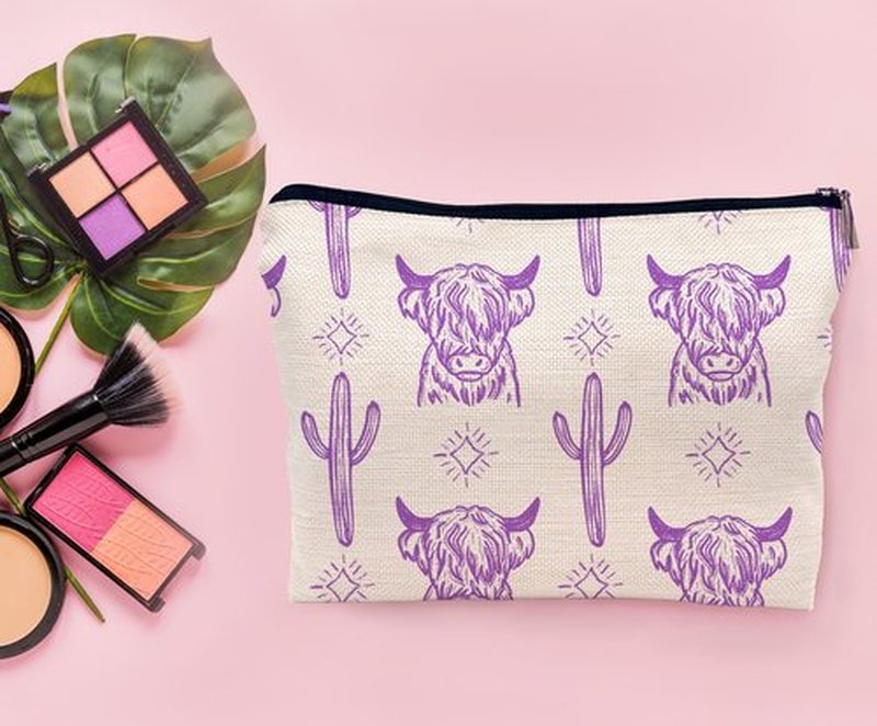 Lacosu Western Makeup Bag,Western Gifts For Women,Cow Makeup Bag,Cowgirl Stuff,Western Stuff For Women,Western Gifts,Cowgirl Gifts(COW I)