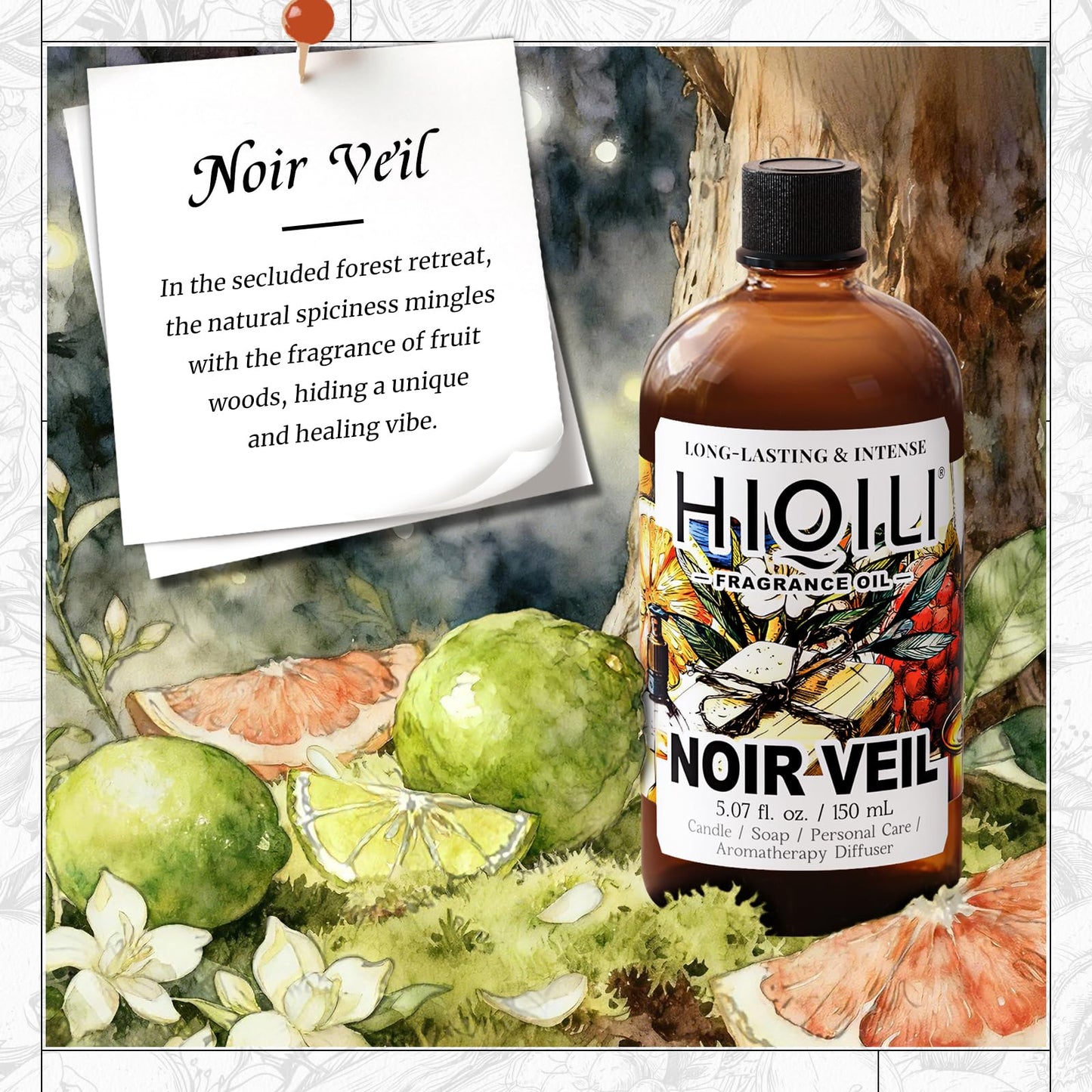 HIQILI Noir Veil Fragrance Oil for Candle Making & Diffuser - 5.07 Fl Oz