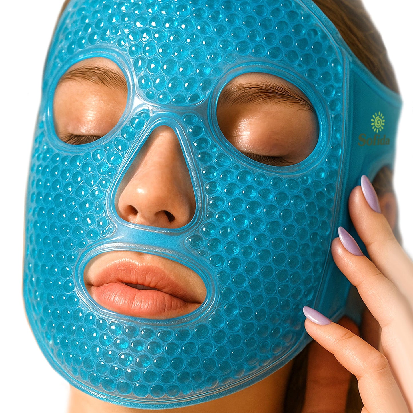 SOFIDA Cold Hot Gel Face Eye Mask - Reduce Puffy Dark Circles Bags Under Eyes Migraines Stress Relief - Heat Ice Therapy Pack Compress - Sinus Pressure Acne Headaches Relaxation (Blue)