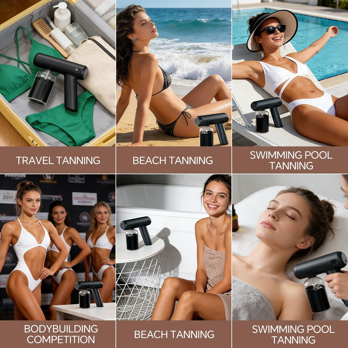 Professional Spray Tan Machine 2-Speed Adjustable for Face & Body Spray Tan Gun for DIY, Travel, Mobile Tanning | USB-C Rechargeable, Pro-Grade Glow Deep Black