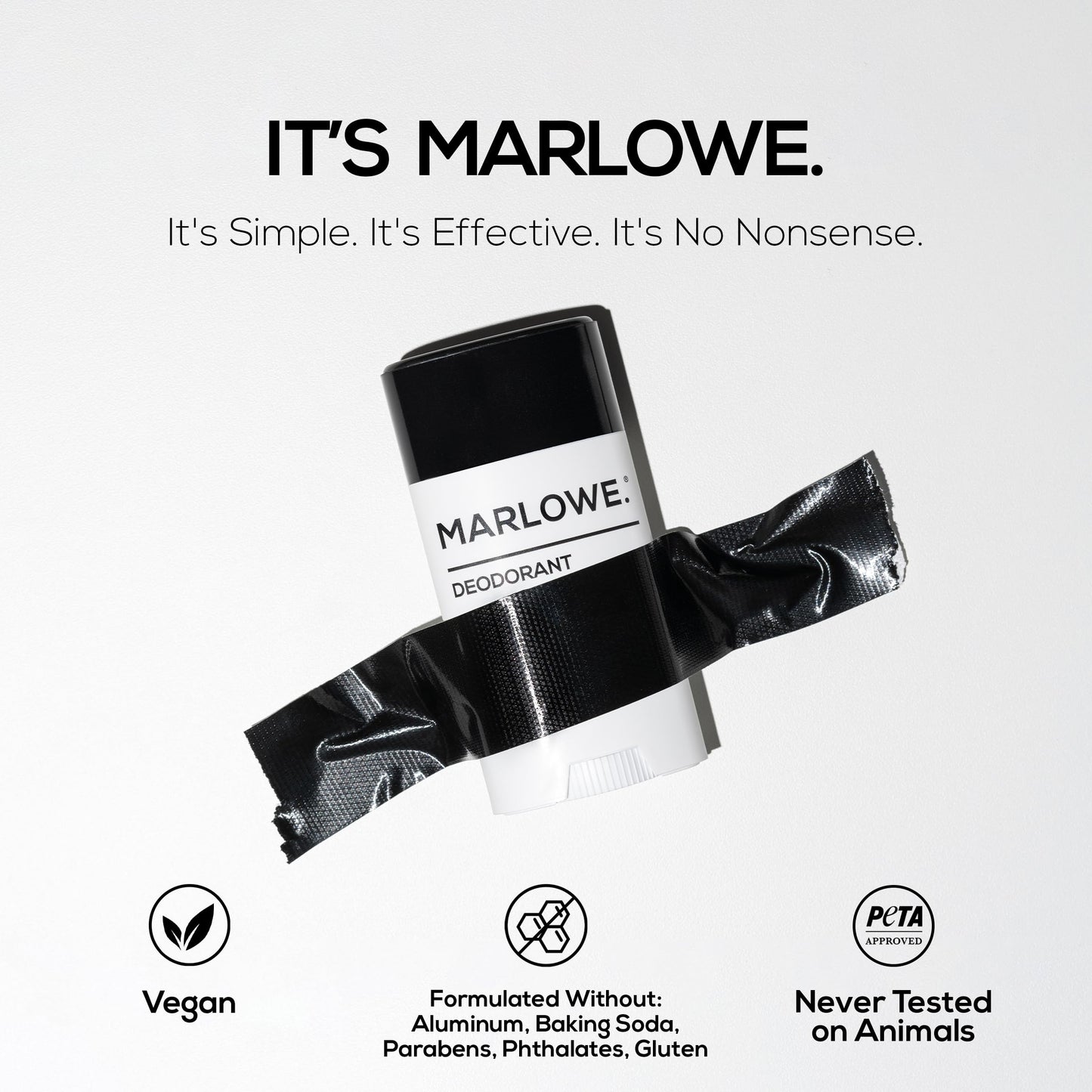 MARLOWE. Aluminum Free Men's Deodorant Stick, Cedarwood + Sea Salt, 2.5 oz
