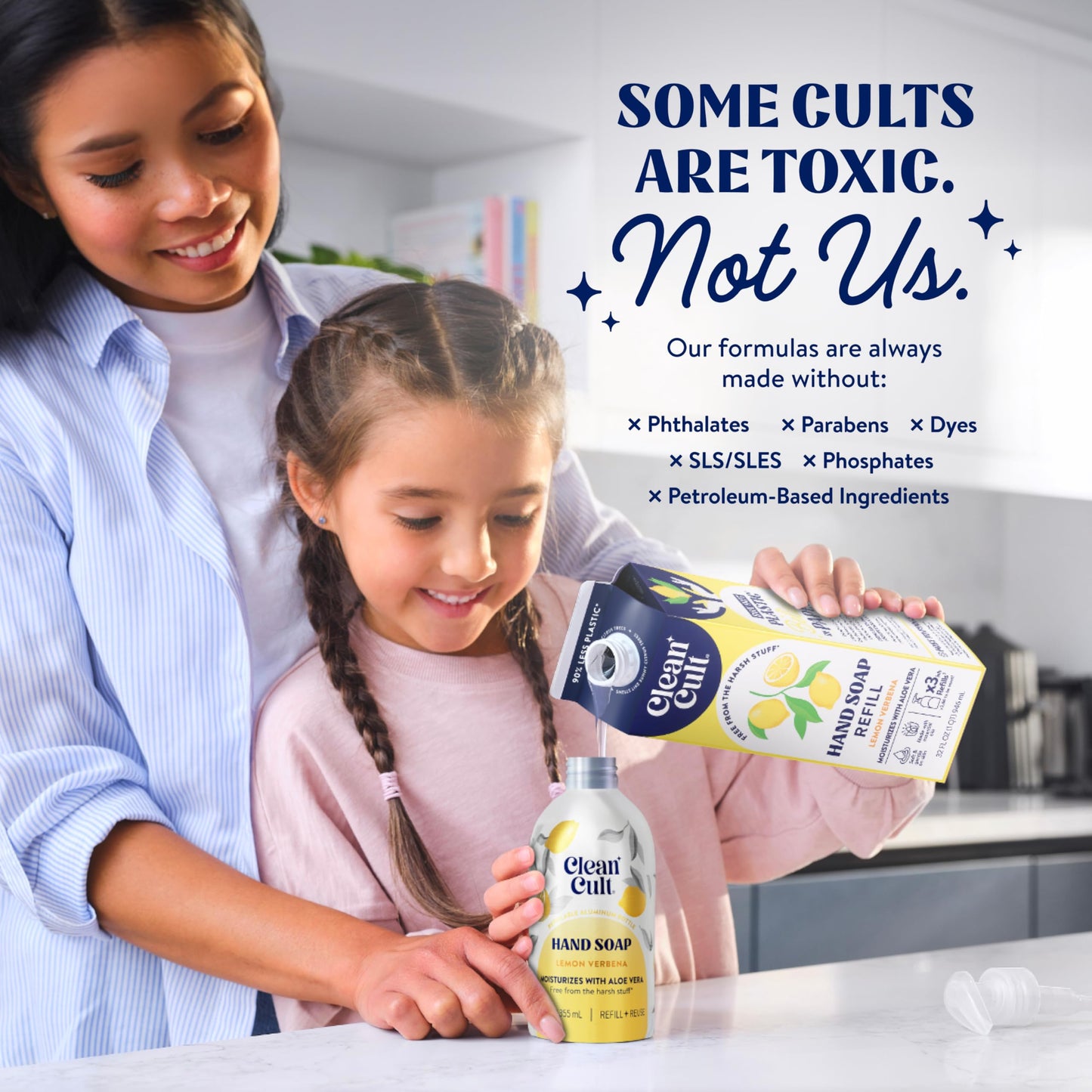 Cleancult - Lemon Verbena - Moisturizing Liquid Hand Soap - Refillable Aluminum Bottle - Made with Aloe Vera - Nourishes & Moisturizes Dry & Sensitive Skin - 12 oz - 1 Pack