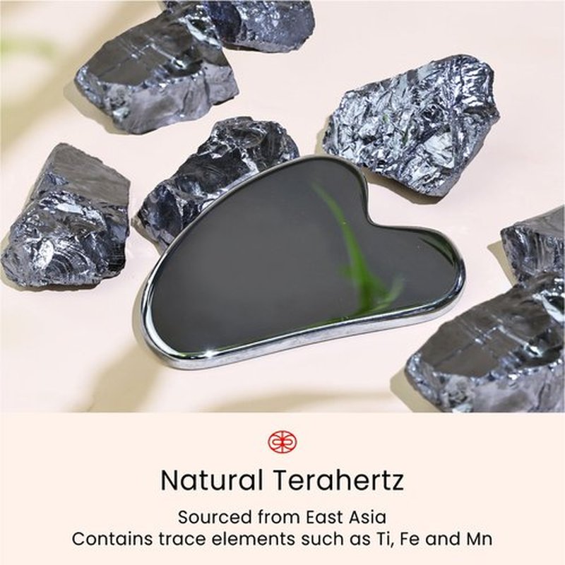 Rena Chris Gua Sha Facial Tools, Natural Terahertz Guasha, Manual Massage Sticks for Jawline Sculpting and Puffiness Reducing, Gua Sha Scraping Massage Tool, Skin-Care Tool (Silver-Grey)
