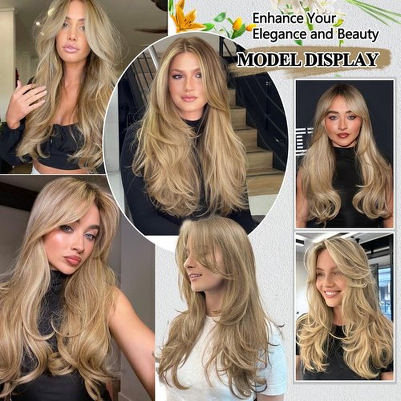 FREEMEIGE Clip in Hair Extensions Blonde Hair Extensions Stright Layered Hair Extensions 20 Inch Thick Long Invisible Lace Weft Hair Extensions for Women