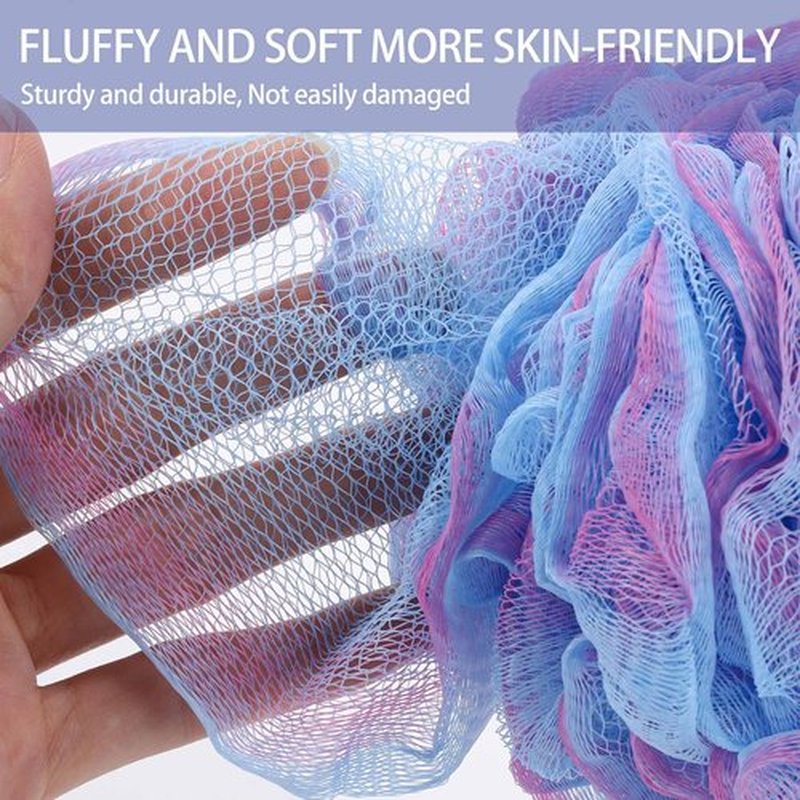BTYMS 4 Pieces Bath Sponge Shower Loofahs 60g Mesh Pouf Bath Puffs Shower Scrunchies Bath Poufs for Shower
